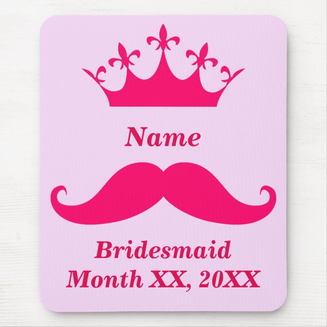 Bridesmaid Rosa Mustache Mousepad Musmatta (Framsidan)