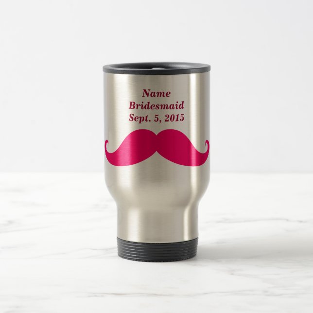 Bridesmaid Rosa Mustache Travel/Commuter Mugg (Center)