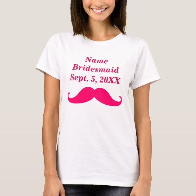 Bridesmaid Rosa Mustache Womens Basic T-Shirt (Framsida)
