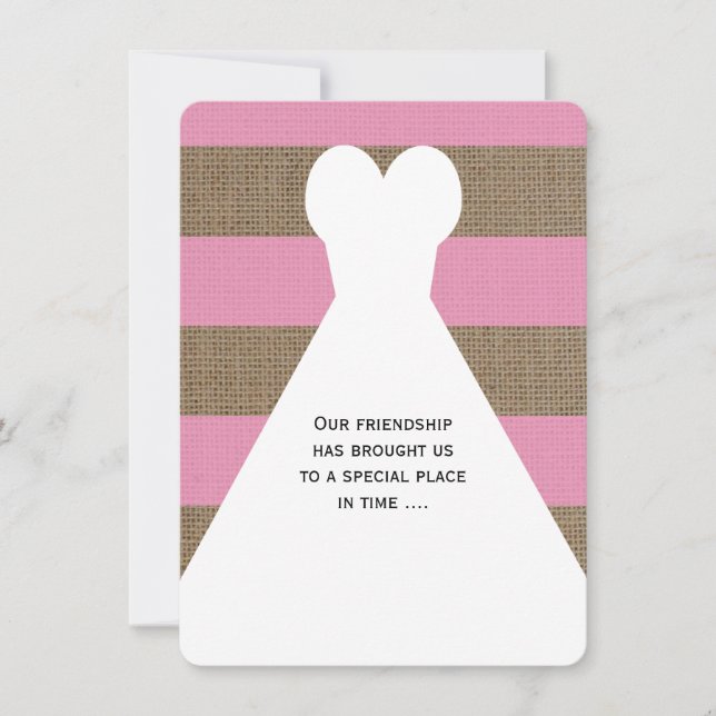 Bridesmaid Rosa och Burlap Titta på Papper Inbjudningar (Framsida)