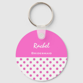 Bridesmaid Rosa Polka dots KC03 Nyckelring