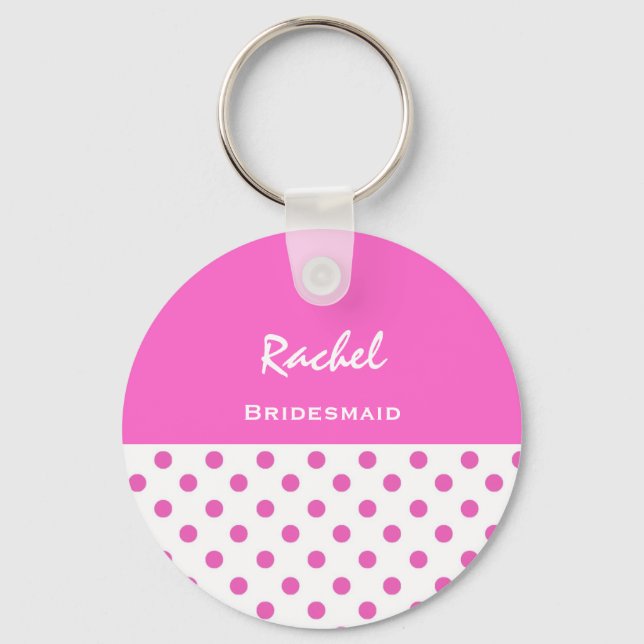 Bridesmaid Rosa Polka dots KC03 Nyckelring (Framsida)