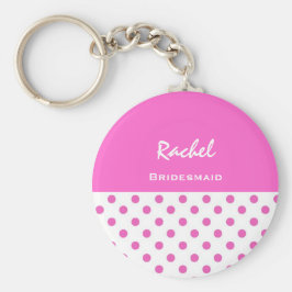 Bridesmaid Rosa Polka dots KC03 Nyckelring