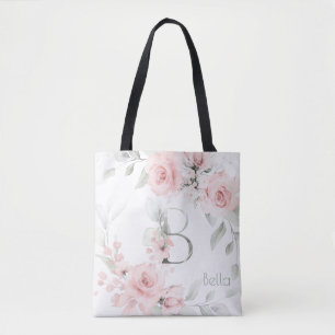 Bridesmaid Rosa ros Monogram Brev B Tygkasse