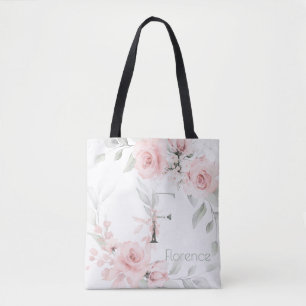 Bridesmaid Rosa ros Monogram Brev F Tygkasse
