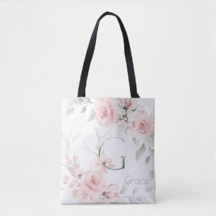 Bridesmaid Rosa ros Monogram Brev G Tygkasse