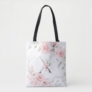 Bridesmaid Rosa ros Monogram Brev X Tygkasse