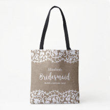 Bridesmaid Rustic Snöre Burlap Personlig Bröllop