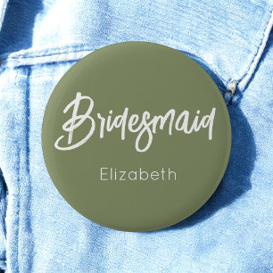 Bridesmaid Sage Grönt White Bröllop Knapp