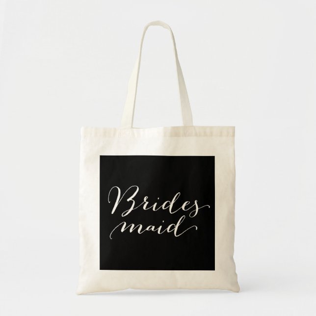 Bridesmaid Script Brudens sida Bröllop Tote Bag Tygkasse (Framsidan)