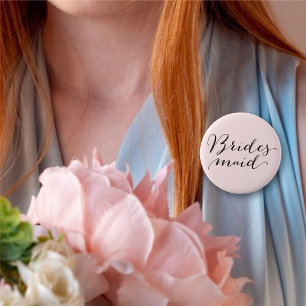 Bridesmaid Script Calligraphy Bröllop Brudens sida Knapp