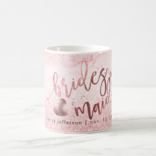 Bridesmaid Script Faux Ro Guld + Snö Bokeh Kaffemugg