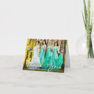 Bridesmaid Script Heart Photo Tackkort Kort