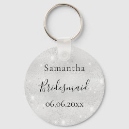 Bridesmaid silver gnistra elegant namn nyckelring