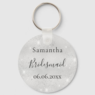Bridesmaid silver gnistra elegant namn nyckelring