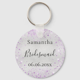 Bridesmaid silver violet gnistra elegant namn nyckelring