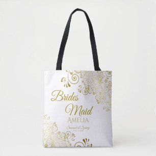 Bridesmaid Simple Elegant bröllop Tote Bag White Tygkasse