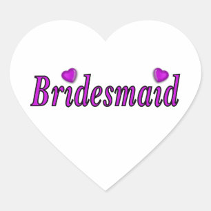 Bridesmaid Simply Kärlek Hjärtformat Klistermärke