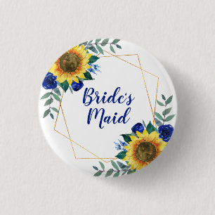Bridesmaid Solros Geometric Blue Blommigt Knapp