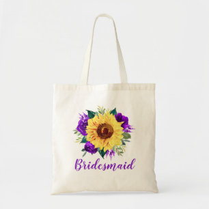 Bridesmaid Solros Lila Ro Blommigt Tygkasse