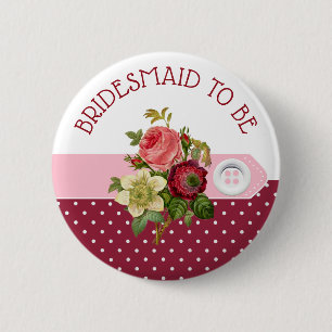 BRIDESMAID som Burgundy Ro Bröllop-knapp Knapp
