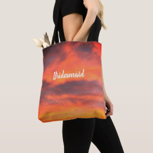 Bridesmaid Sunset Himlar Orange Abstrakt Gift Favo Tygkasse