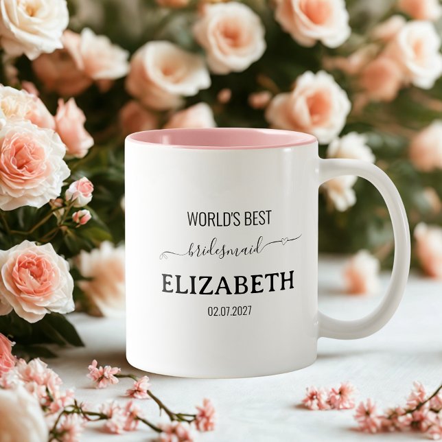 Bridesmaid svarta minimalistskript bachelorette T Två-Tonad Mugg (Skapare uppladdad)