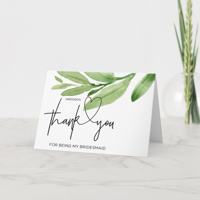 Bridesmaid Tack Gift Bröllop från Bride Kort (Framsida)