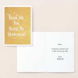 Bridesmaid Tack Gold Foil Card Folierat Kort
