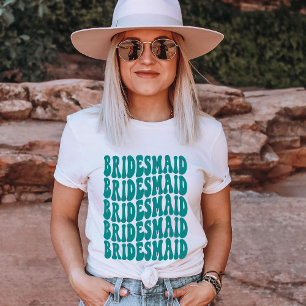 Bridesmaid Teal Personlig Matching Brudens sida T Shirt