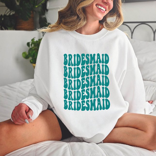 Bridesmaid Teal Personlig Matching Brudens sida T Shirt (Skapare uppladdad)