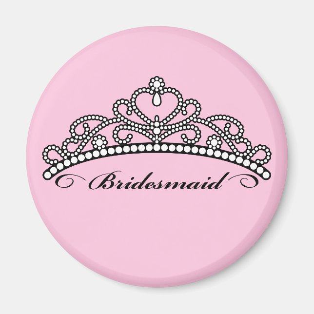 Bridesmaid Tiara Magnet (rosa bakgrund) (Framsidan)