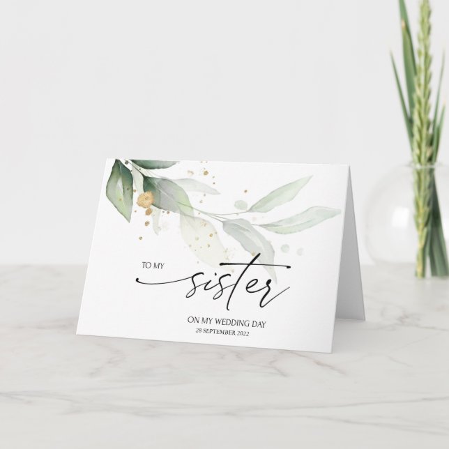 Bridesmaid to Sister Bröllopsdag Gift från Bride Kort (Framsida)