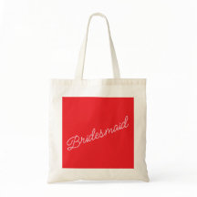 Bridesmaid Tote Bag Gift Red Rosa Brudens sida