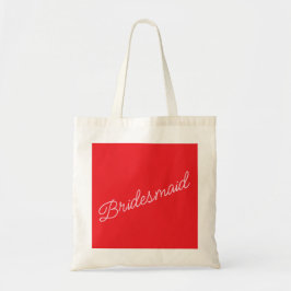 Bridesmaid Tote Bag Gift Red Rosa Brudens sida Tygkasse