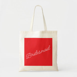 Bridesmaid Tote Bag Gift Red Rosa Brudens sida Tygkasse