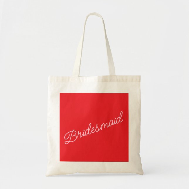 Bridesmaid Tote Bag Gift Red Rosa Brudens sida Tygkasse (Framsidan)