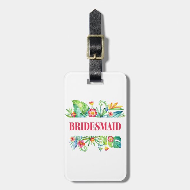 Bridesmaid Tropical Beach Destination Wedding Bagagebricka (Vertikal Framsida)
