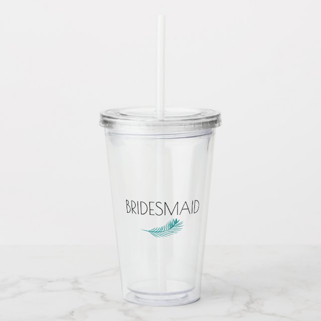 Bridesmaid Tropical Handflatan Lövs Bachlorette Take Away Mugg (Framsida)