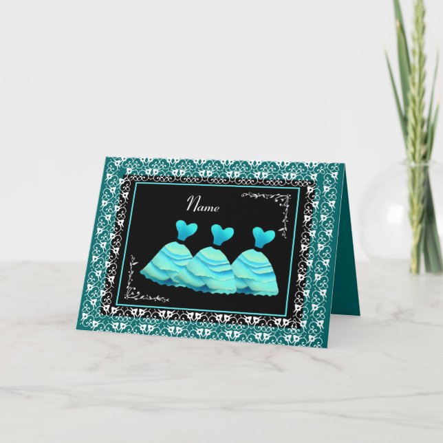BRIDESMAID - TURQUOISE GOwand TEAL Trim Inbjudan (Framsida)