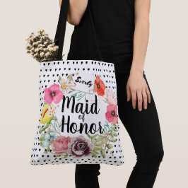 Bridesmaid Typography Watercolor Blommigt Wandeans Tygkasse