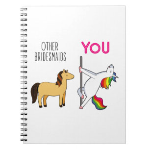 Bridesmaid Unicorn Funny Bröllop Anteckningsbok