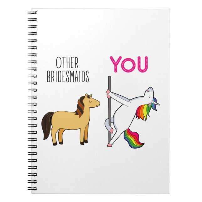 Bridesmaid Unicorn Funny Bröllop Anteckningsbok (Framsidan)