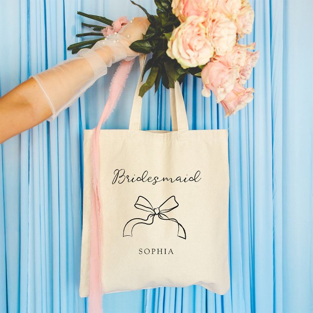Bridesmaid | Välj valfri Färg-coquette-ruta Tygkasse (Skapare uppladdad)
