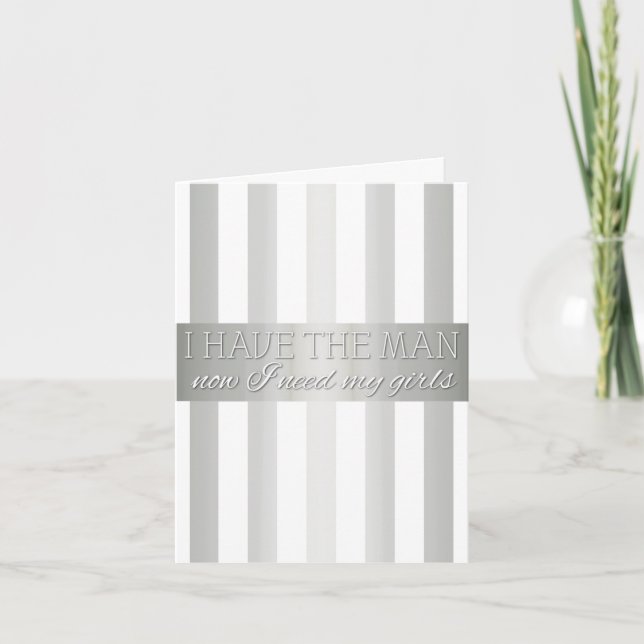 Bridesmaid-visitkort för metallstripe i silver inbjudan (Framsida)
