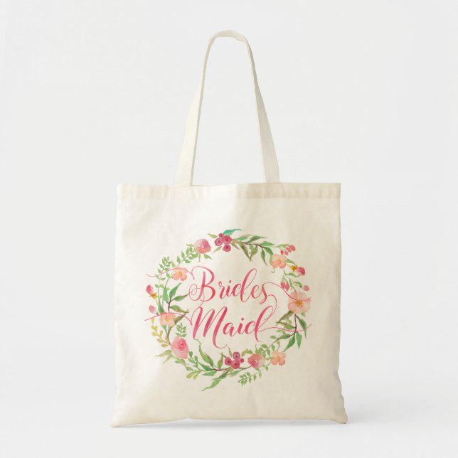 Bridesmaid Watercolor Blommigt Wandeand3 Tygkasse (Framsidan)