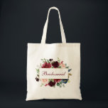 Bridesmaid Watercolor Burgundy Blue-Blommigt Tygkasse<br><div class="desc">Bridesmaid Watercolor Burgundy Marsala Blue Blommigt Tote Bag</div>
