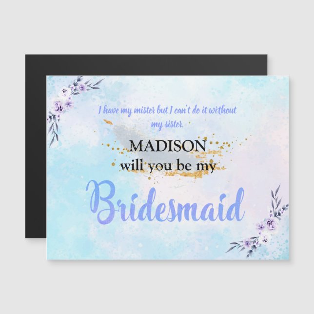 Bridesmaid Watercolor Pastel (Fram/baksida)