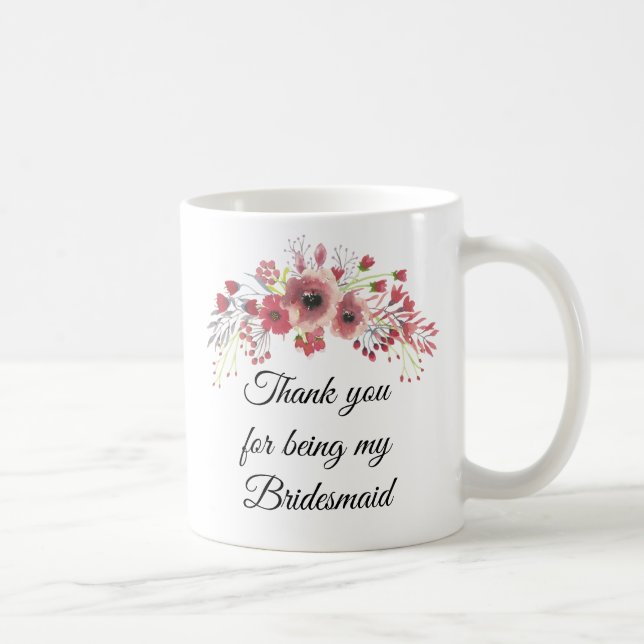 Bridesmaid Watercolor Rosa Flower Bouquet Mugg (Höger)