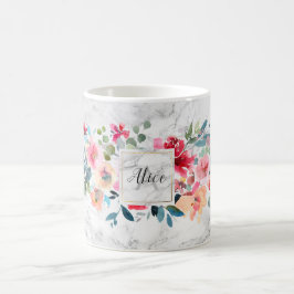 Bridesmaid Watercolor Vår blommor Marble Kaffemugg
